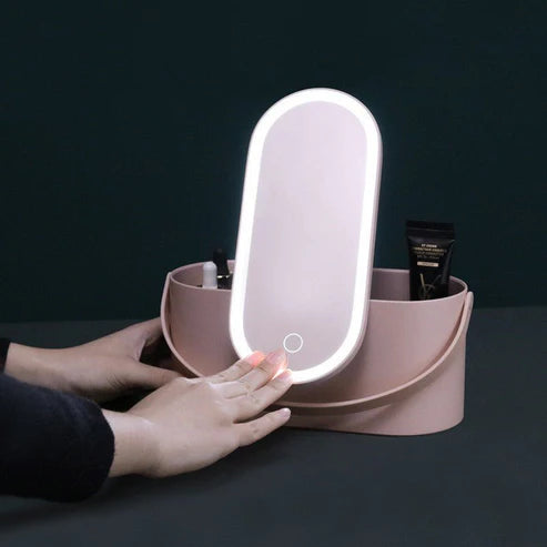 Portable LED Light Storage Box Beauty And Makeup Mirror - Hayah Glow